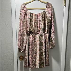 Floral Pink and Brown Women's Dress NWOT